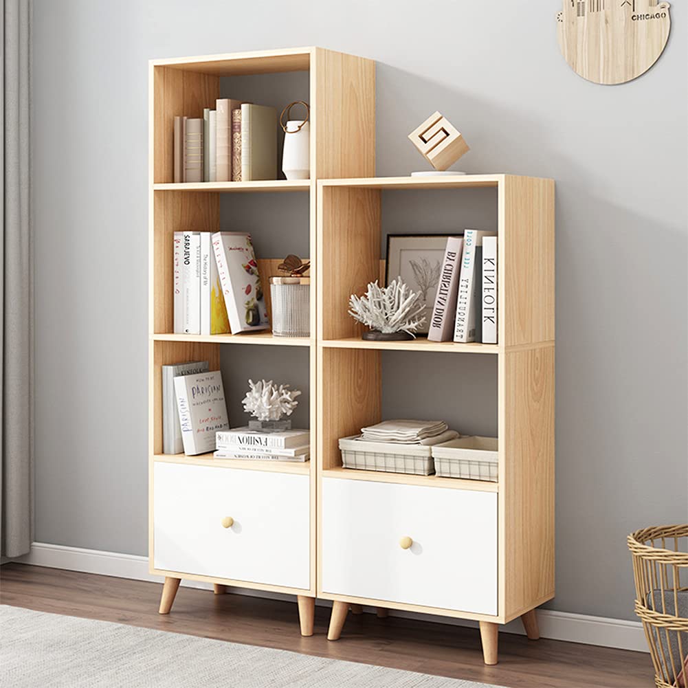 木製オープンシェルフ 4段 引き出し付き Amazon.co.jp: IOTXY 4段オープンシェルフ 本棚 高さ59インチ モダン